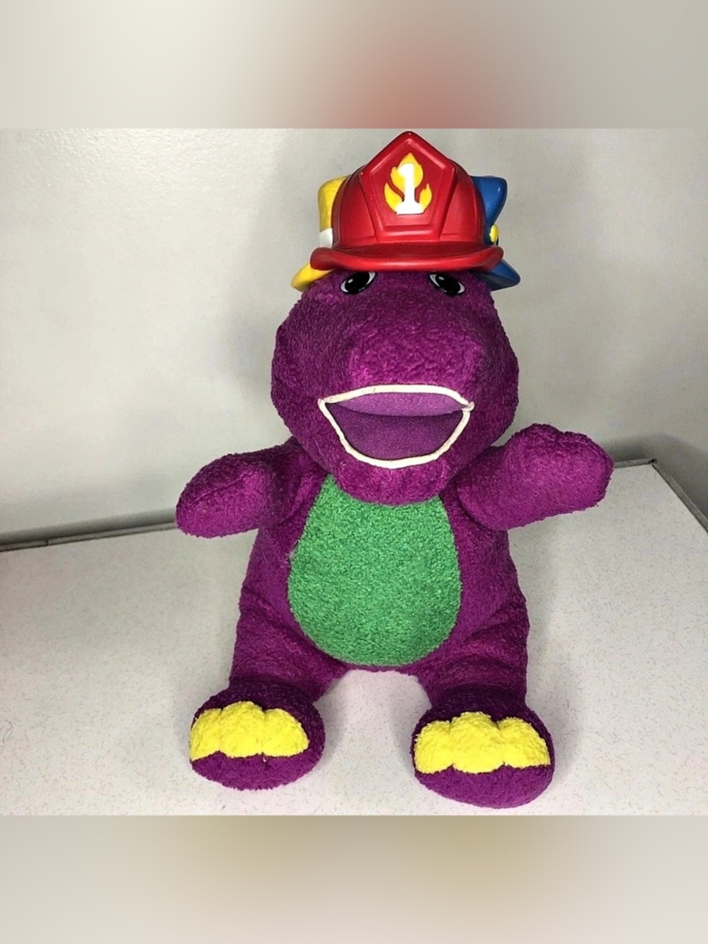 Fisher Price Silly Hats Barney the Dinosaur WORKS Singing Purple Plush Vintage
